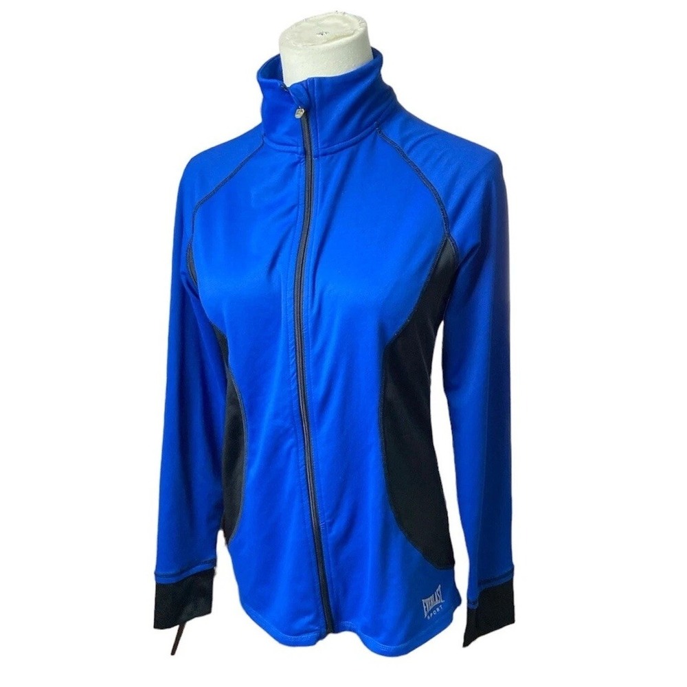 Everlast Sport Women Blue Black Track Jacket Small Full Zip Running Activewear